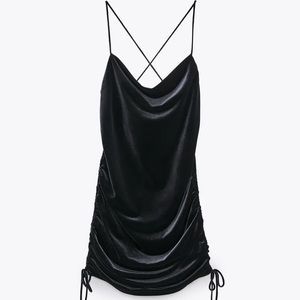 ZARA BLACK VELVET DRESS NEW